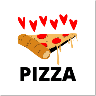 Pizza slice with red hearts pizza lovers Posters and Art